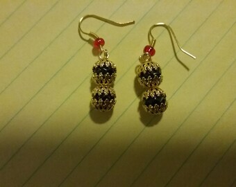 Christmas Ornament Bead Capped Earrings
