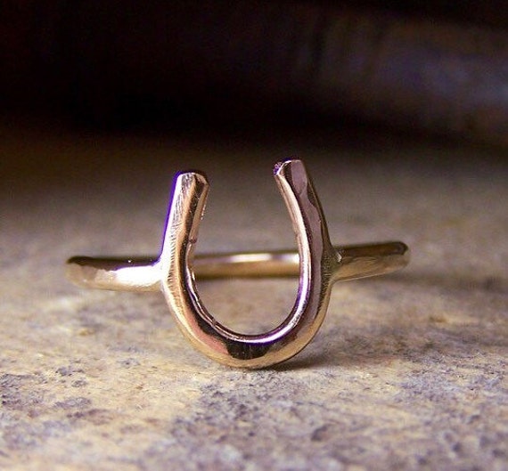 Gold Horseshoe Ring Equestrian Jewelry Lucky charm ring gift