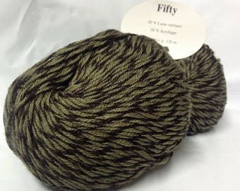 10 balls of wool 50% Merino Tweed/Kaki / made in FRANCE