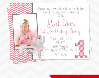 Pink Hippo Invitation