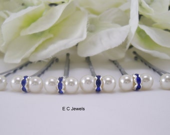 Pearls and Rondelles Hairpins (Something Blue)