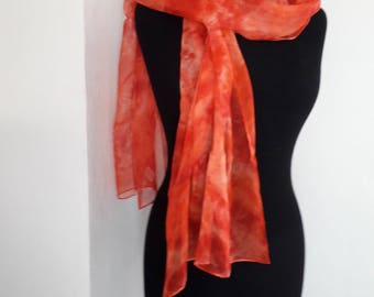Hand painted 100% silk chiffon scarf