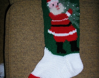 HAND KNIT vintage Christmas stocking, personalized for 2018