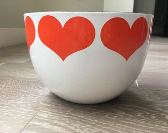 Vintage Enamelware Finel Arabia Heart Bowl - Scandanavian Mid Century Design- Kaj Franck - Enamel - Finland