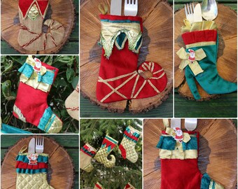 Cutlery Holder Set Holiday Table Decoration Custom Stocking Set READY To SHiP