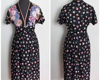 Vintage Flower Babe 70s Dress - 60s 70s Serbin Dress - Size XS, S, Extra Small, Small