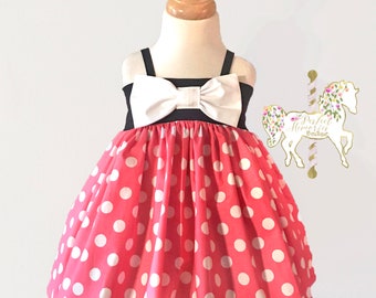 Pink Minnie Mouse Dress | Birthday Dress | Disney Dress | Girls Clothing | Disney Vacation | Disney World | Minnie Mouse Party | Dress