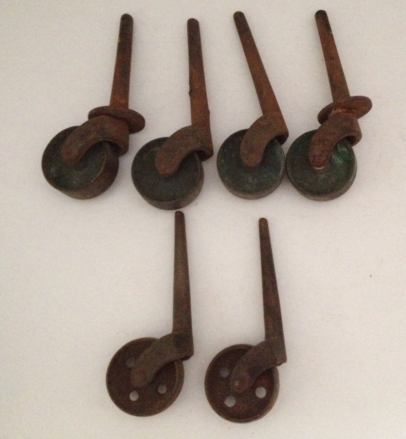 Antique Stem Caster Wheels Lot of 6 Industrial 3 inch Peg 1