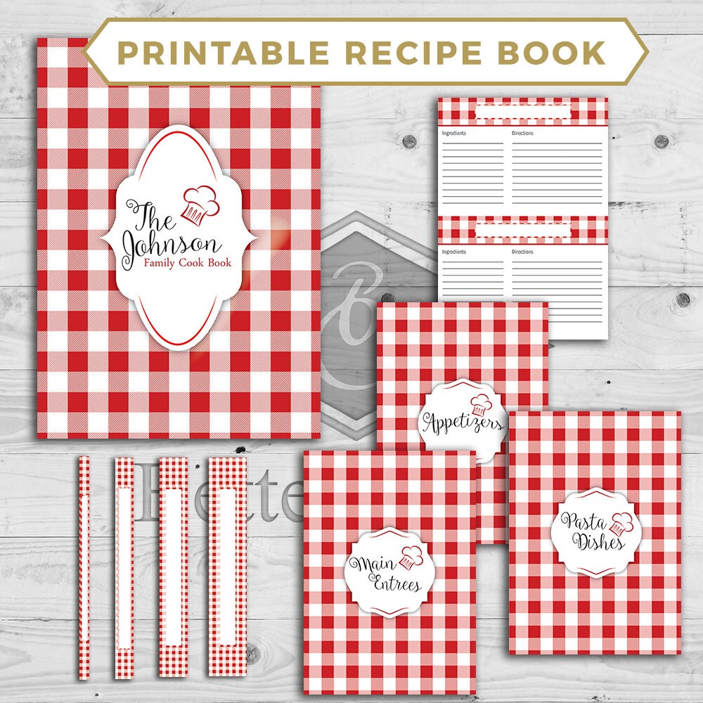 Printable Family Recipe Binder Kitchen Pattern Binder