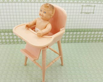 Baby Chip Renwal High Chair Baby Nursery Doll House Toy hard Plastic Chair