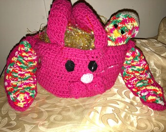 Easter bunny basket with chick egg