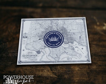 Baltimore Vintage Map Post Card Save the Date