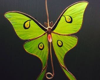 Luna Moth stained glass suncatcher
