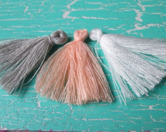 3 trailer * tassels * tassel * cotton * 30 mm * apricot * grey * white
