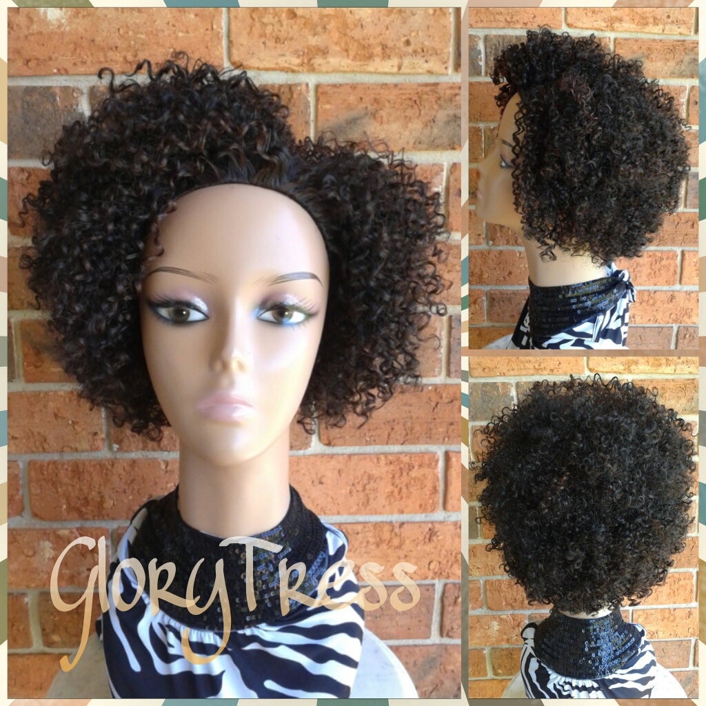 ON SALE Short Kinky Curly Wig Curly Half Wig Natural