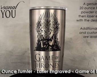 20oz Tumbler Laser Engraved, Black, Game of Thrones