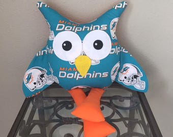 Miami Dolphins Handmade Stuffed Owl