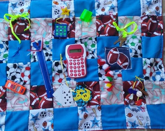 Activity Blanket' Fidget Quilt, Alzheimers Therapy, Dementia Support, Autism Therapy, Restless Therapy, Busy Fingers,Elderly Care,Quilts