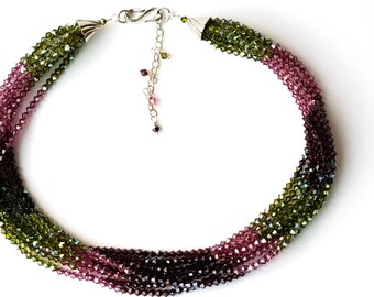 Multi strand Swarovski Necklaces - Tourmaline Necklace - Multi-strand Crystal Necklace - Crystal Multi Strand Necklace - Swarovski Necklace