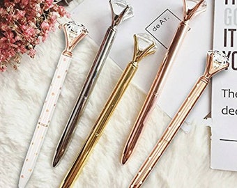 Rose Gold Diamond Pen, Wedding Pen, Guest Book Pen, Planner Pen, Diamond Pen, Gem Pen, Crystal Pen, Diamond Top Gem Pen, Rose Gold Ink Pen