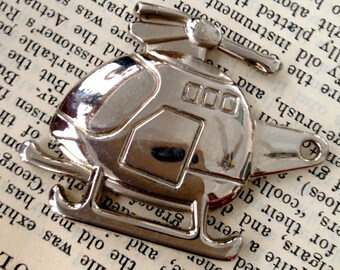 AIRPLANE helicopter charm, pendant jewelry findings, supplies drw2