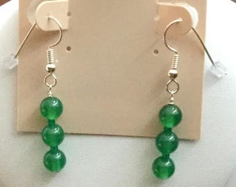 Green Quartz Earrings With Sterling Silver Ear Wires