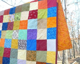 Patchwork quilt--lap size--Warm Earthtone --54 X 81
