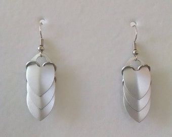 Silver Triple Dragon Scale Earrings