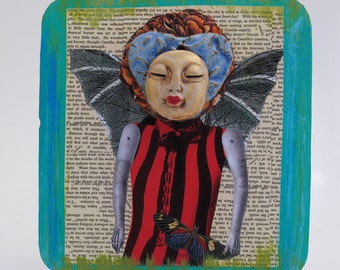 mixed media, art collage, assemblage original, ephemera art