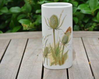 Vintage Vase Japon Enesco w / pissenlits et conception de papillon