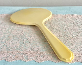 Vintage celluloid hand mirror Cream looking glass 1920s vanity mirror Vanity Decor