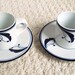 Dansk Flat Demitasse Expresso Cups and Saucers, 2 sets, 4 pieces Flora (Bayberry Blue) Pattern