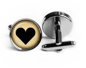 Black Love Heart Cufflinks