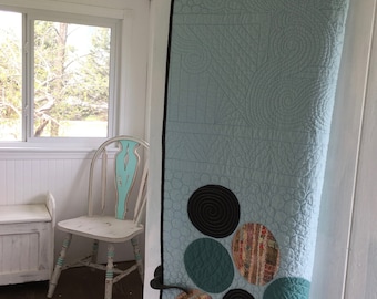 Modern throw quilt, geometric quilt, wedding gift, made in Canada, #132