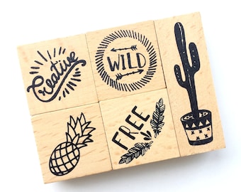 Wood - set of 5 stamps