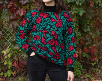 vintage tacky holiday party sweater w/ gold detail