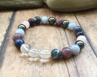 Anxiety & Stress Relief Bracelet, Aura Protection, Anxiety Jewelry, Calming Energy Mala, Inner Peace Jewelry, Stress Relief Crystals.