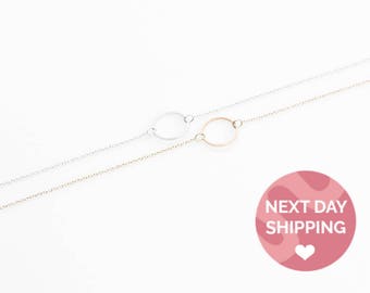 Karma Necklace Circle Necklace Dainty Gold Circle Necklace Rose Gold Silver Gold Circle Necklace Dainty Circle Necklace Ring Necklace