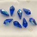 6 pieces Vintage Swarovski #6000 18x9mm Crystal Sapphire Blue AB Teardrop Faceted Pendant Beads