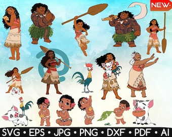 Moana Svg • Moana Cliparts • Moana Printable • Hei Hei Svg • Baby Moana Svg • Disney Moana • Cricut • Digital Item • Instant Download