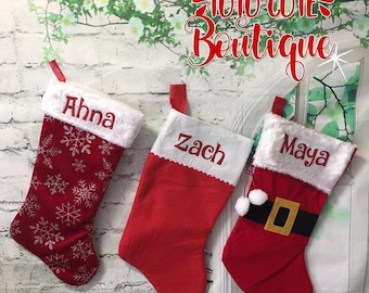 Santa stocking, christmas stocking, family stocking, personalized stocking, personalized family stockings, snowflake stocking, christmas