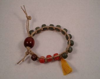 Adjustable Hemp Macrame Meditation Bracelet