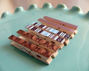 Decorative Decoupaged Clothespins Memo clips--Bernadette Gifts Under 5 Dollars Hostess Gift, Organization, Home Office, Kitchen, Chip Clip