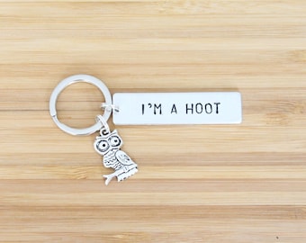 hand stamped keychain | i'm a hoot