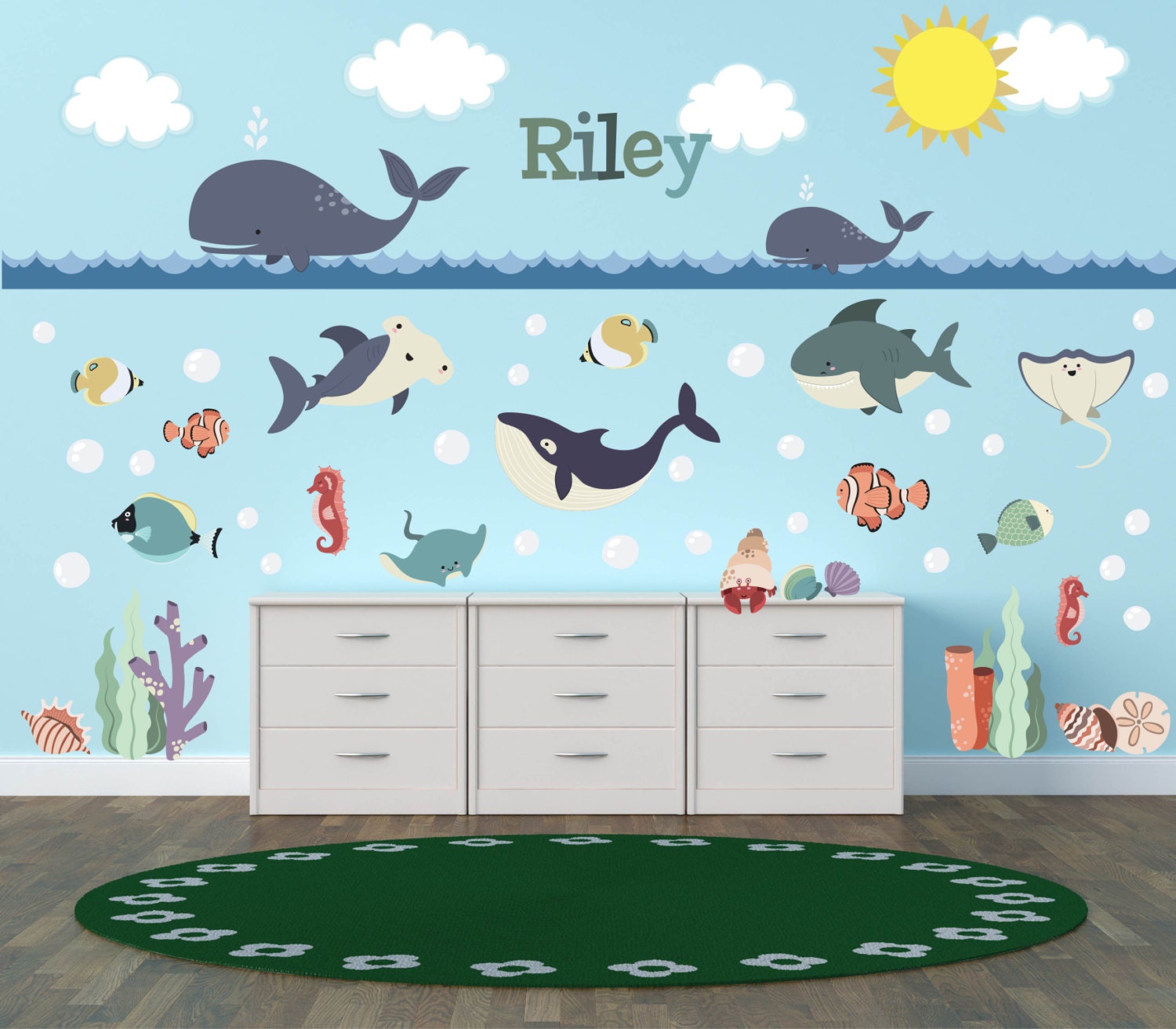 Ocean Wall Decals Ocean Theme Nursery Decor Ocean Theme