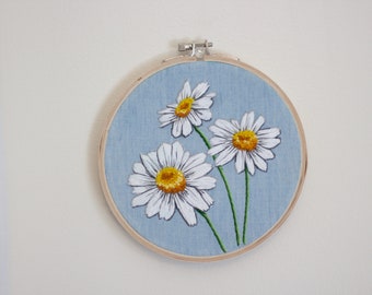 Hand Embroidered Daisies