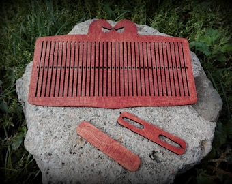 Rigid heddle and shuttle- Set size L, pocket loom, learn to weave, weaving