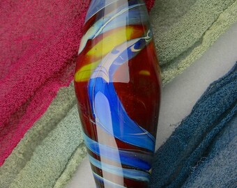 Handmade Lampwork Bead "Lava Rivers" SRA Silver Glass Focal Bead ~ OOAK Unique ~ Colourful Contrasts