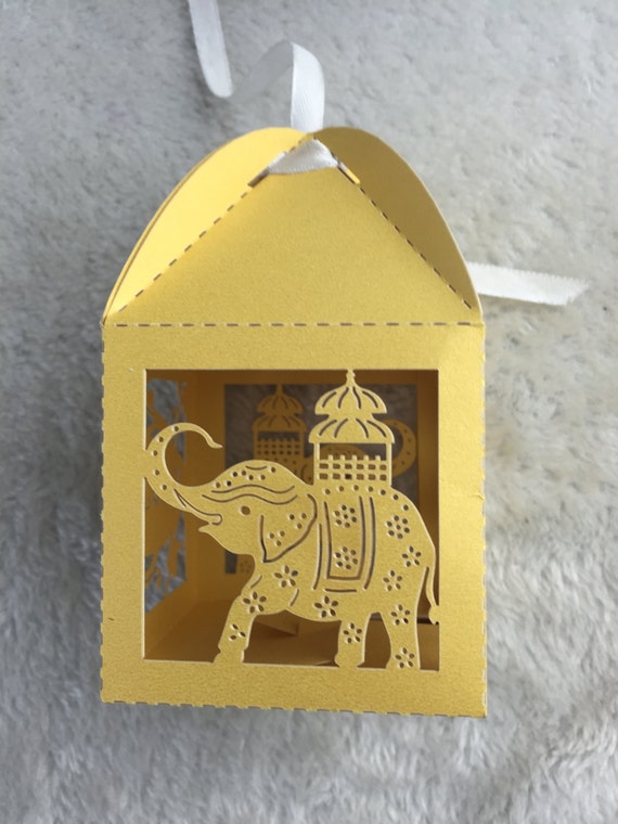 100pcs free shipping Gold Elephant Laser Cut Wedding Party