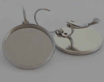 6 supports for cabochons 20mm Platinum earrings
